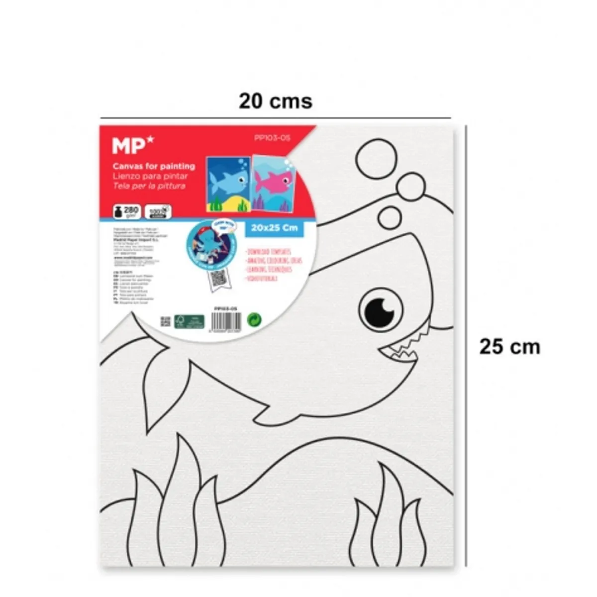 Платно за рисуване MP Artix с рамка АКУЛА, 280 g/m², 20х25 см., снимка 1
