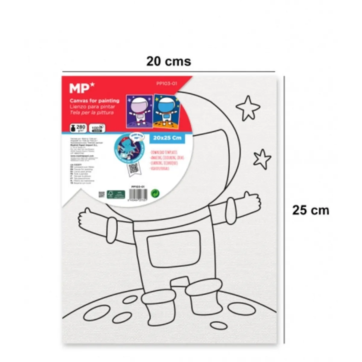 Платно за рисуване MP Artix с рамка КОСМОНАВТ, 280 g/m², 20х25 см., снимка 1