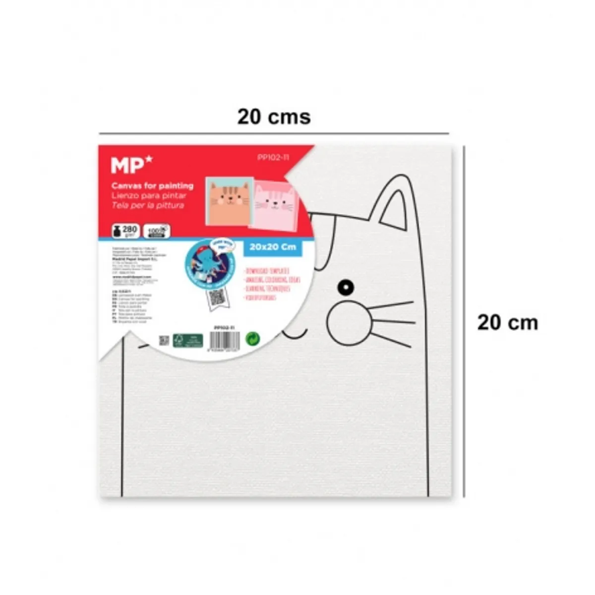 Платно за рисуване MP Artix с рамка КОТЕ, 280 g/m², 20х20 см.