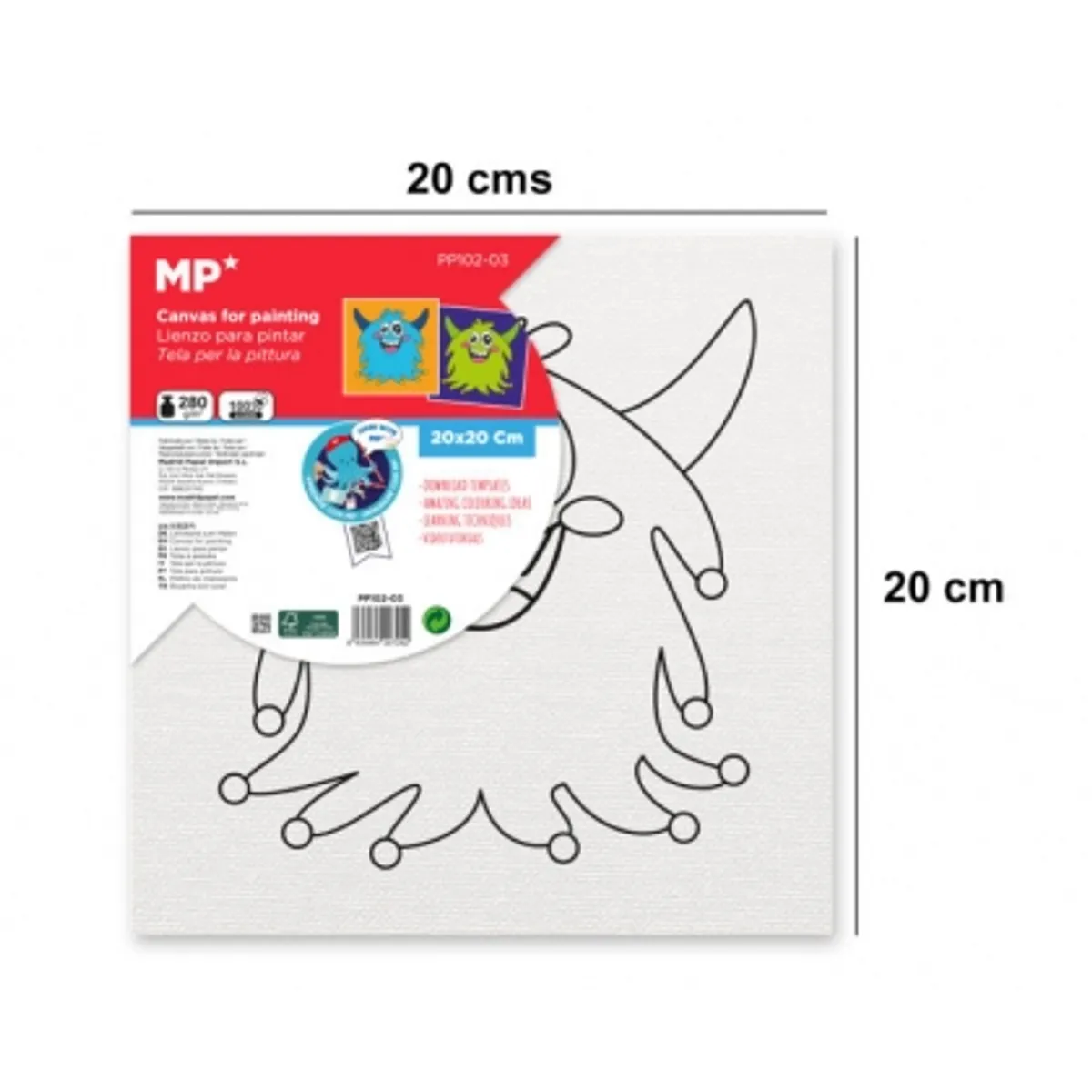 Платно за рисуване MP Artix с рамка ЧУДОВИЩЕ, 280 g/m², 20х20 см., снимка 1