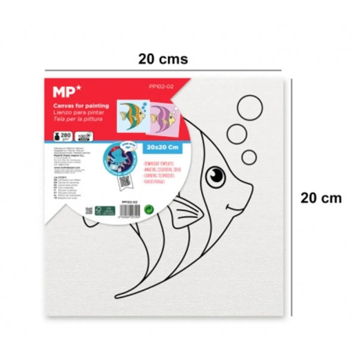 Платно за рисуване MP Artix с рамка РИБА, 280 g/m², 20х20 см., снимка 1