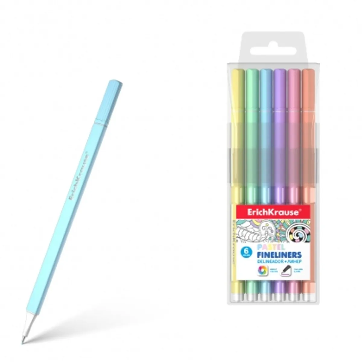 Комплект тънкописци ErichKrause® Fineliners Pastel, 6 цвята