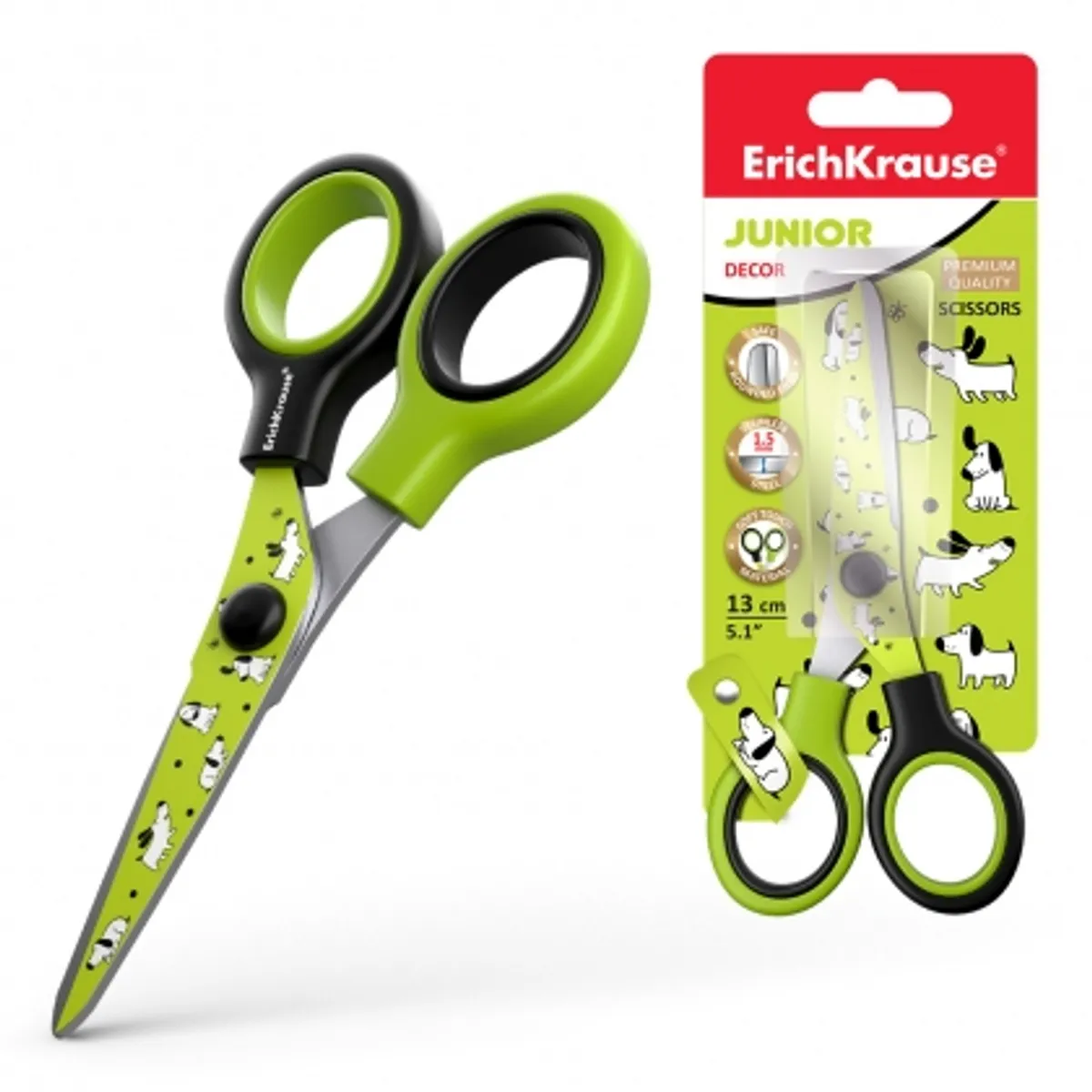Ножица ErichKrause Junior® Decor Dogs, 13 см