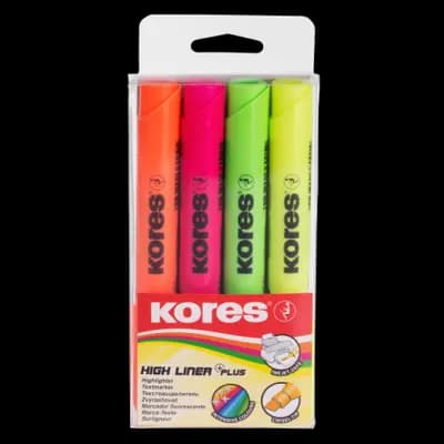 Корица на „Mаркери KORES Highliner Plus, комплект 4 цвята“