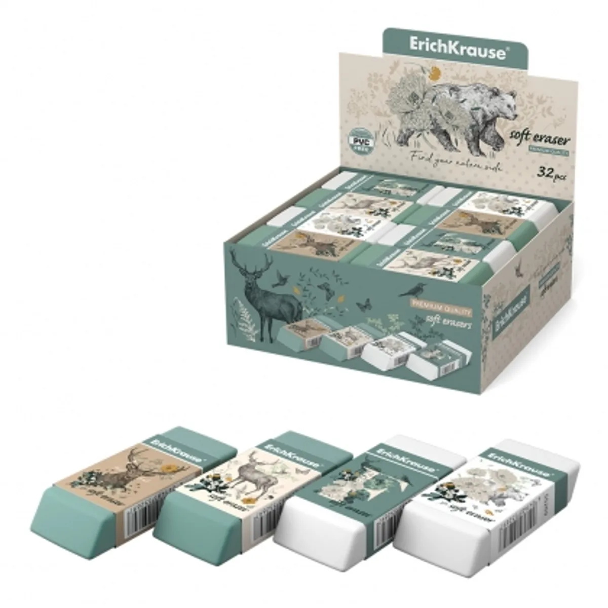 Гума за молив ErichKrause® Natural Life /в кутия 32 бр./