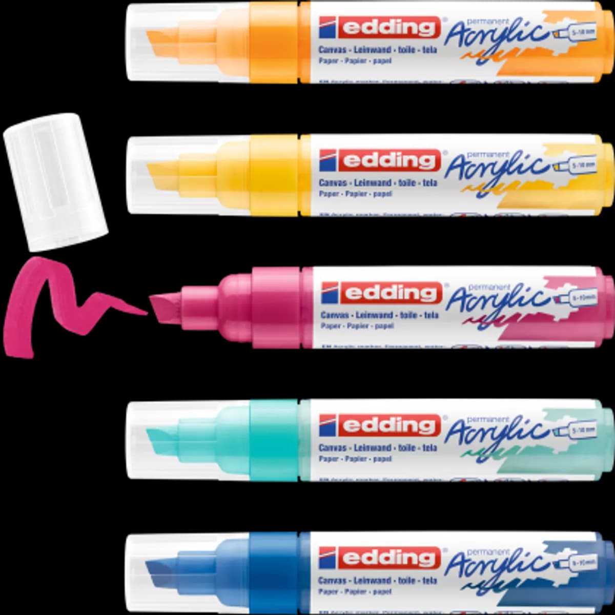 Маркер edding® 5000 Акрилен BROAD ABSTRACT, комплект 5 цвята, 5-10mm — снимка 1