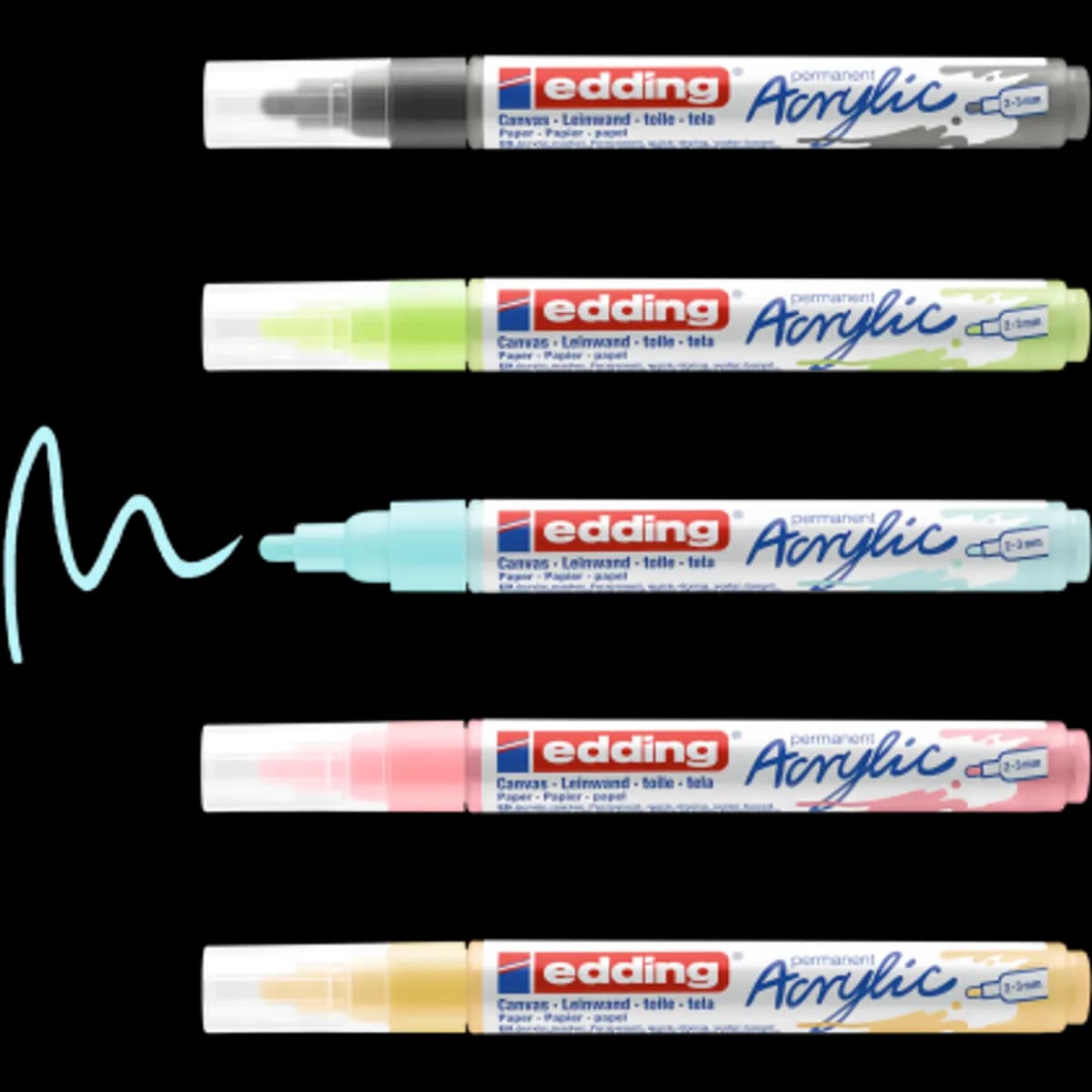 Маркер edding® 5100 Акрилен BROAD MEDIUM PASTEL, комплект 5 цвята — снимка 1