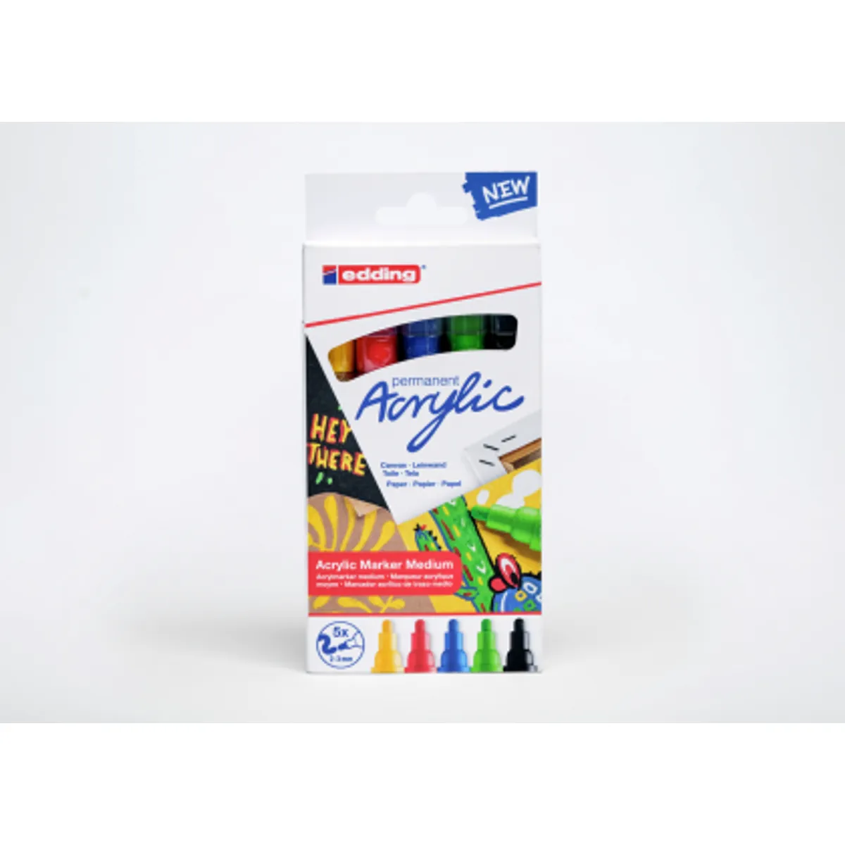Маркер edding® 5100 Акрилен BROAD MEDIUM BASIC, комплект 5 цвята — снимка 3