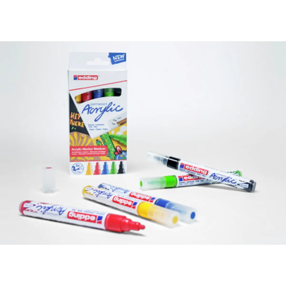 Маркер edding® 5100 Акрилен BROAD MEDIUM BASIC, комплект 5 цвята — снимка 4
