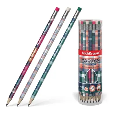 Корица на „Графитен молив ErichKrause® Tartan, триъгълен, с гумичка HB /в туба 42 бр./“