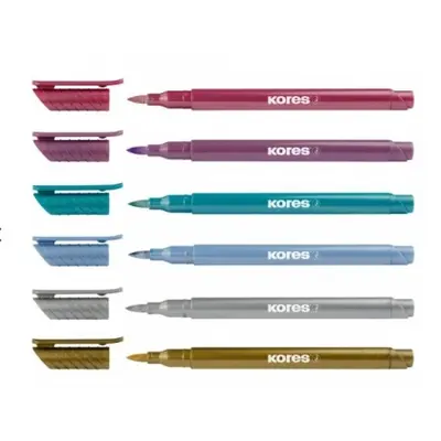Корица на „Маркер KORES с връх четка, Metallic, 6 бр."