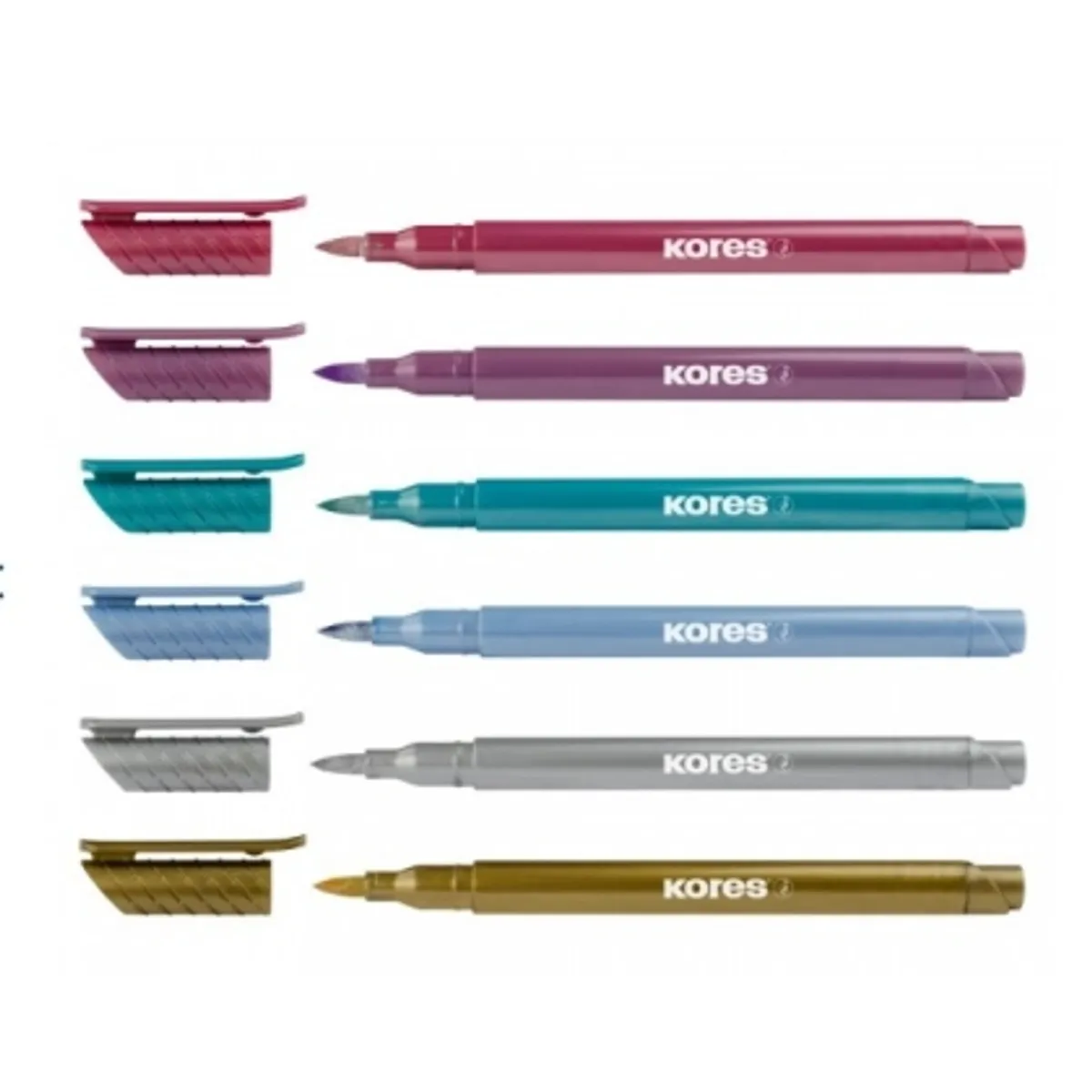 Маркер KORES с връх четка, Metallic, 6 бр. — снимка 1