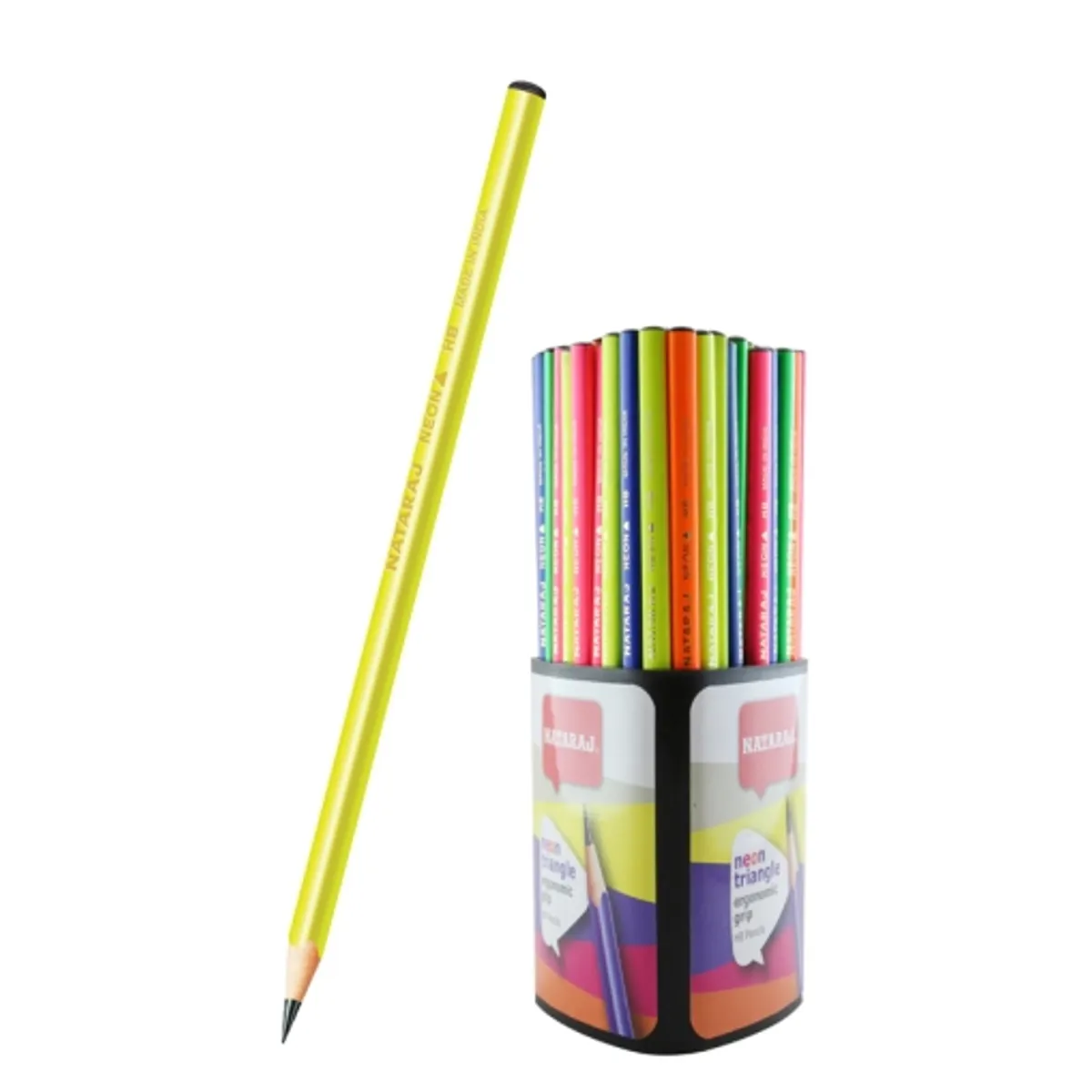 Графитен молив NATARAJ Neon, триъгълен HB /в дисплей 72 бр./