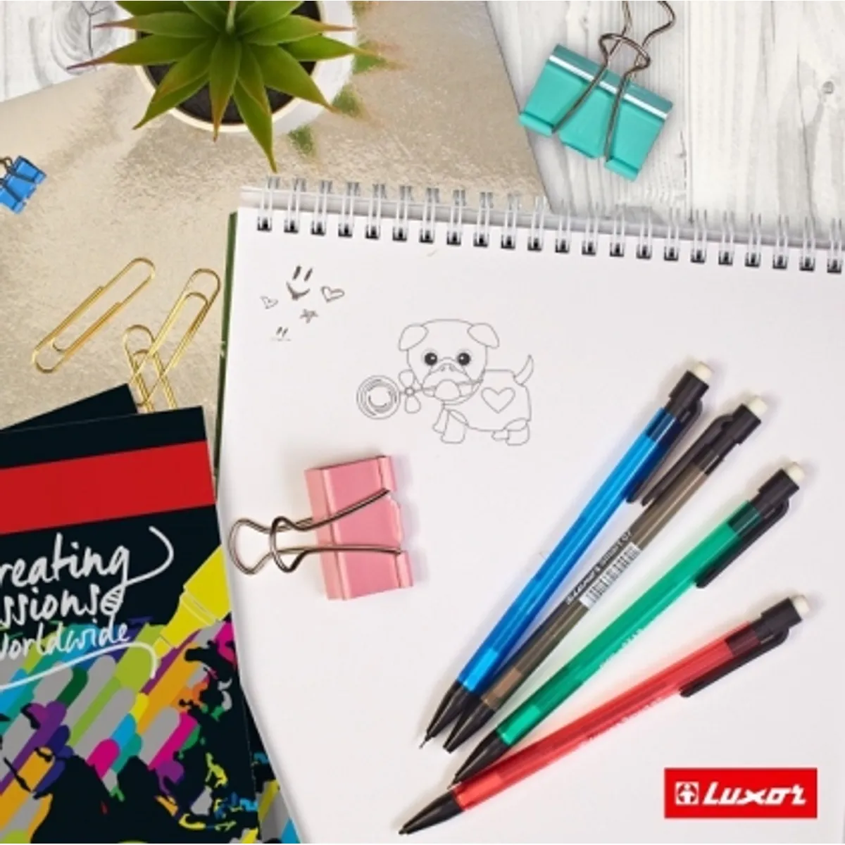 Aвтоматичен молив Luxor SMART 0.7 mm, с гумичка, микс /в кутия 12 бр./, снимка 2