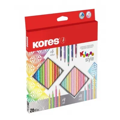 Корица на „Цветни моливи KORES Kolores Style, 26 цвята"