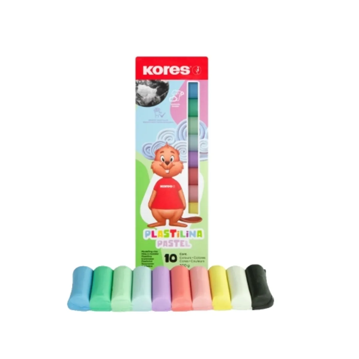 Пластилин KORES Pastel 10 цвята x 20 гр.