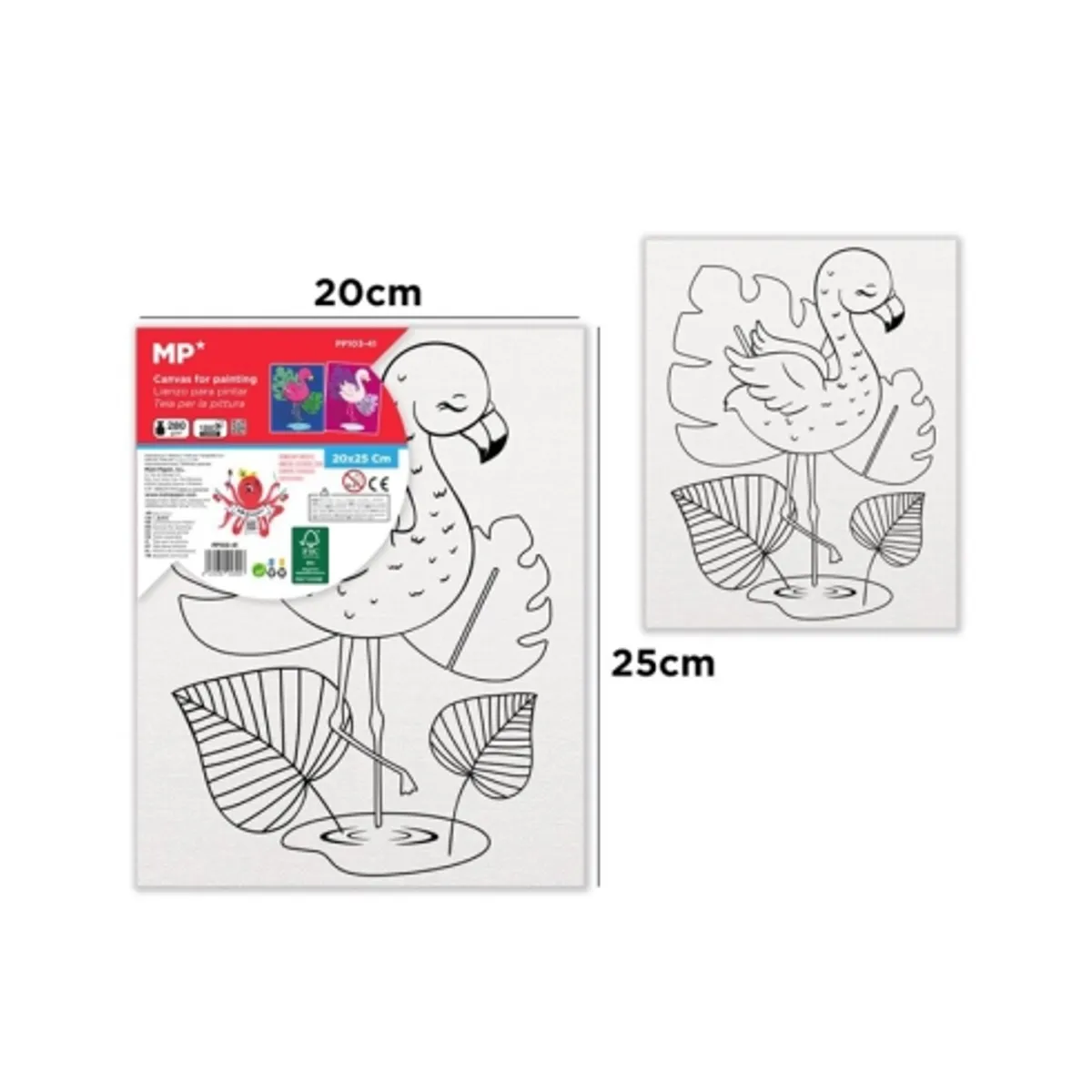 Платно за рисуване MP Artix с рамка ФЛАМИНГО, 280 g/m², 20х25 см.