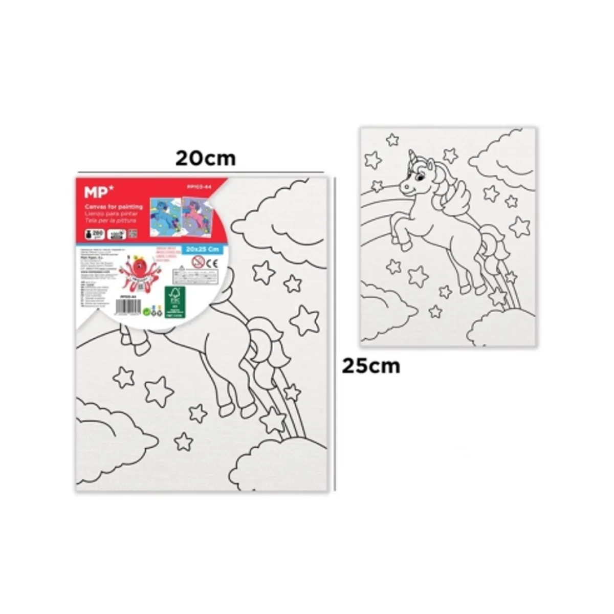 Платно за рисуване MP Artix с рамка ЕДНОРОГ, 280 g/m², 20х25 см.