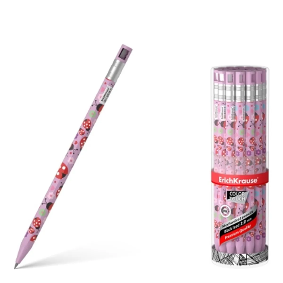 Aвтoматичен молив ErichKrause® Color Touch Ladybug 2.0 mm с острилка, HB /в туба 24 бр./ — снимка 1