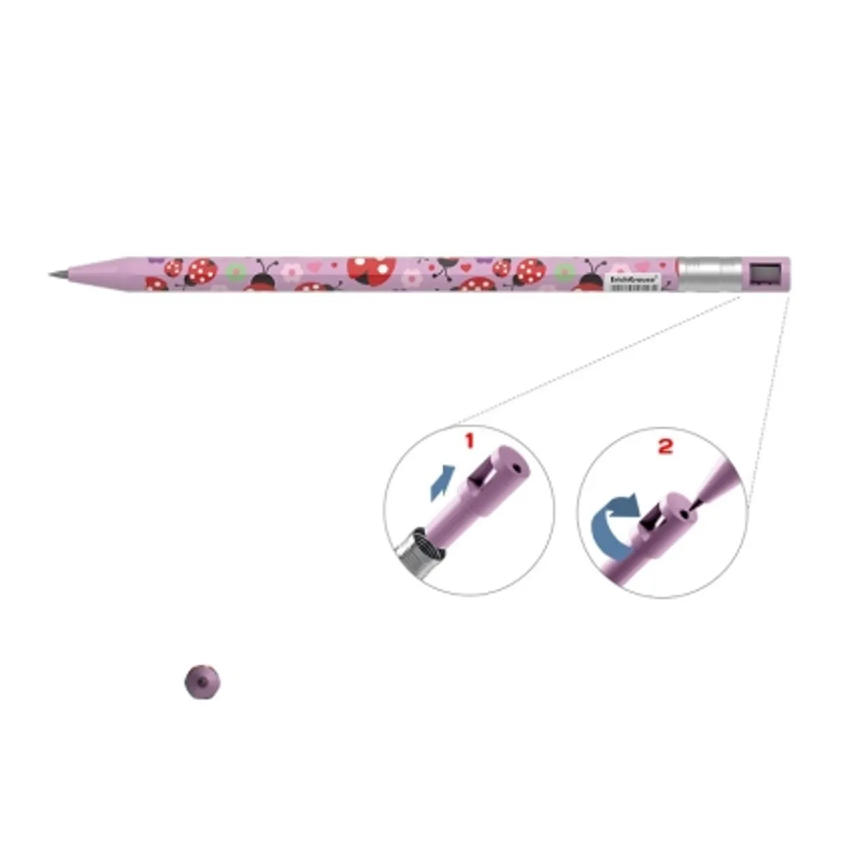 Aвтoматичен молив ErichKrause® Color Touch Ladybug 2.0 mm с острилка, HB /в туба 24 бр./ — снимка 2