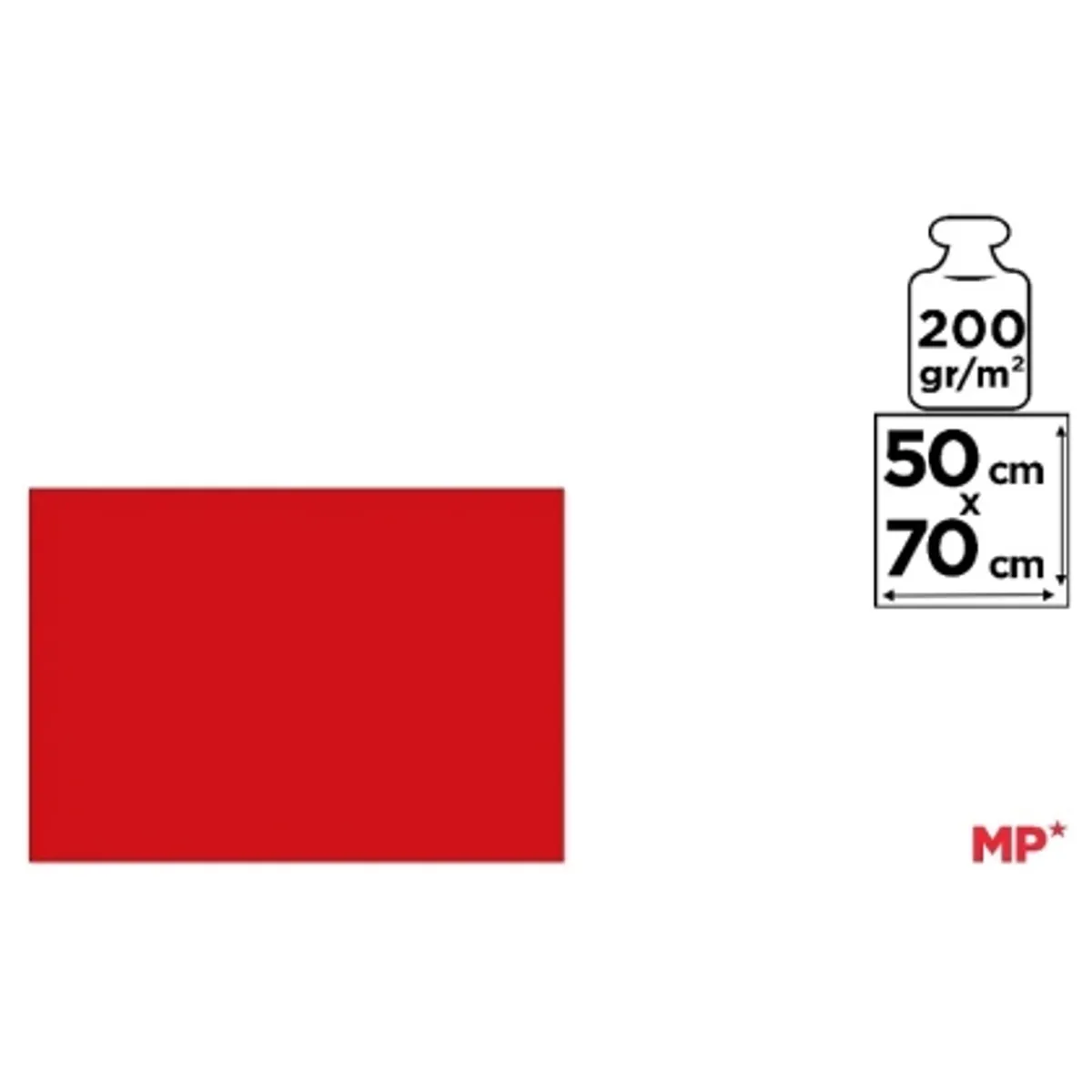Цветен картон MP - 50х70, 200 гр, БОРДО