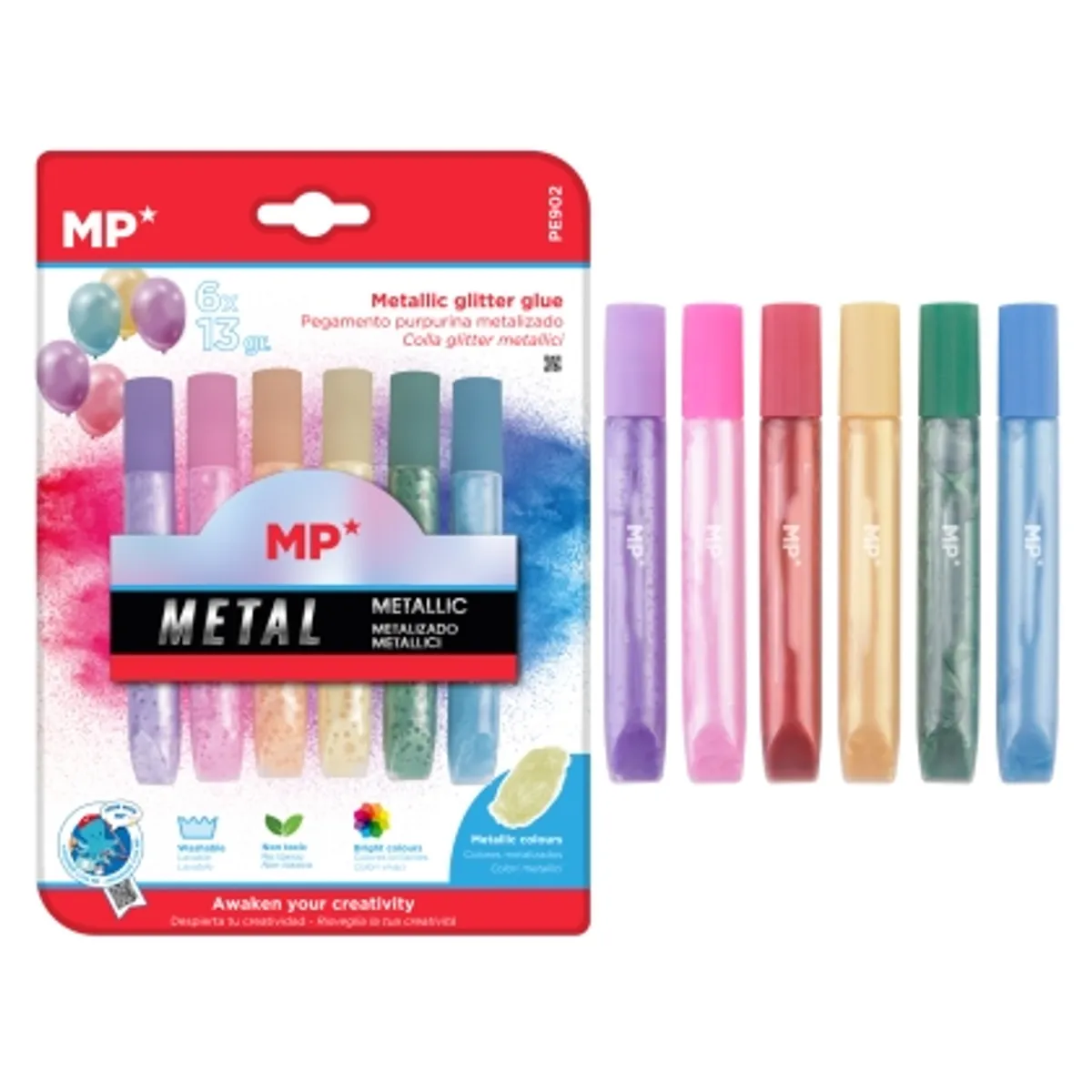 Брокатено лепило FANCY 6 цвята x 13гр. МЕТАЛИК MP