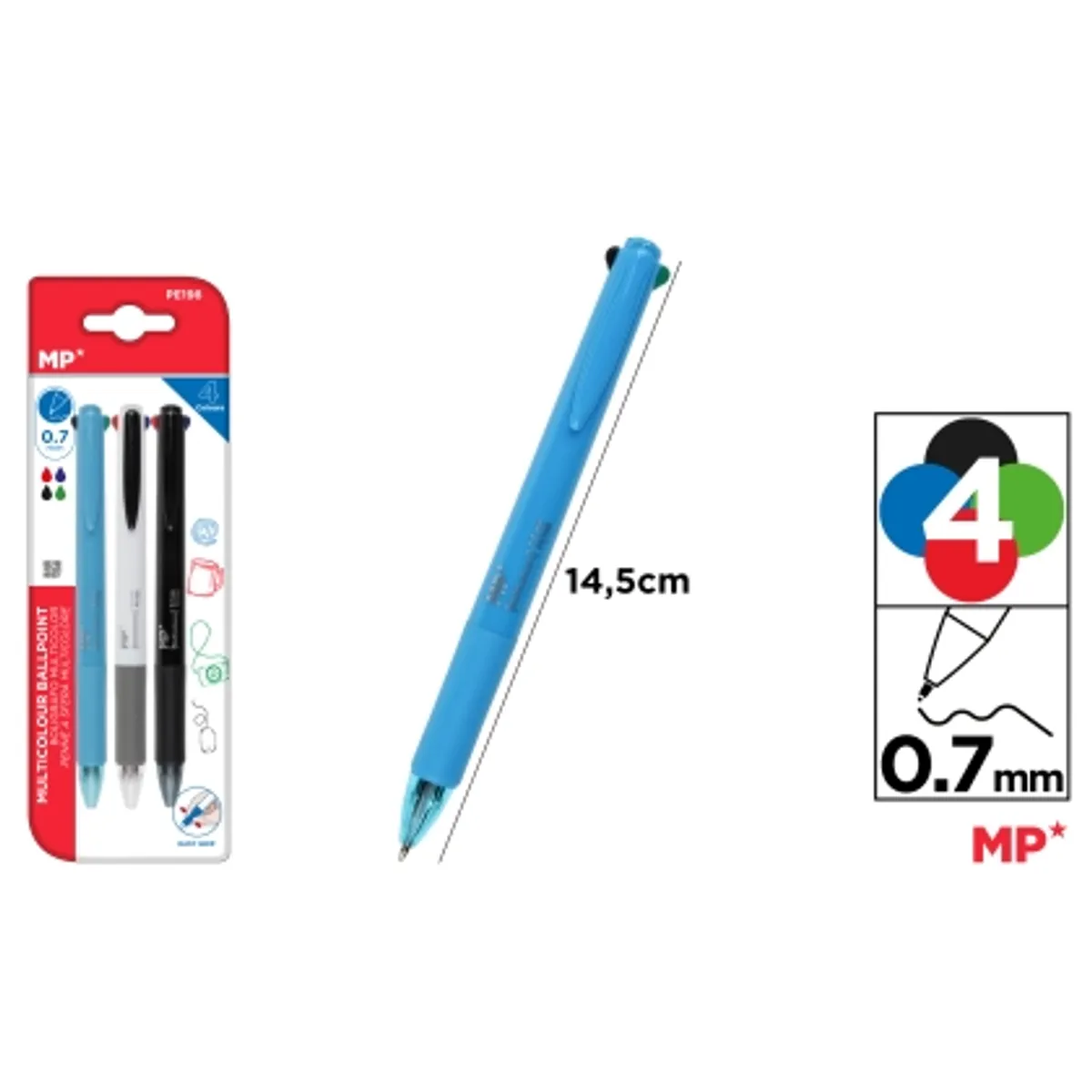 Автоматична 4-цветна химикалка MP , 0.7 mm