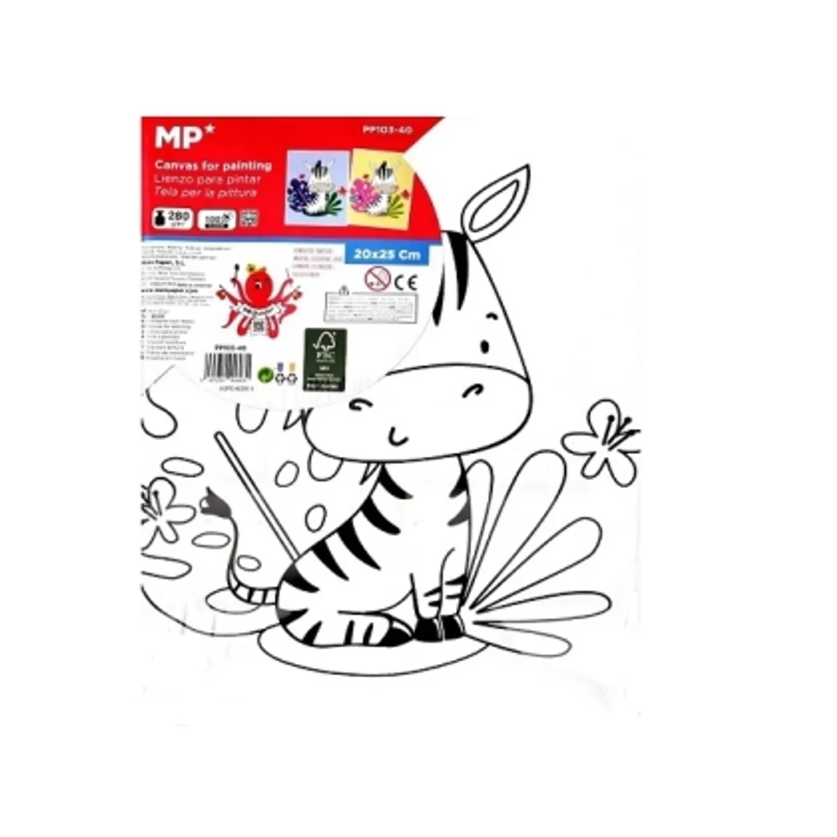 Платно за рисуване MP Artix с рамка ЗЕБРА, 280 g/m², 20х25 см.