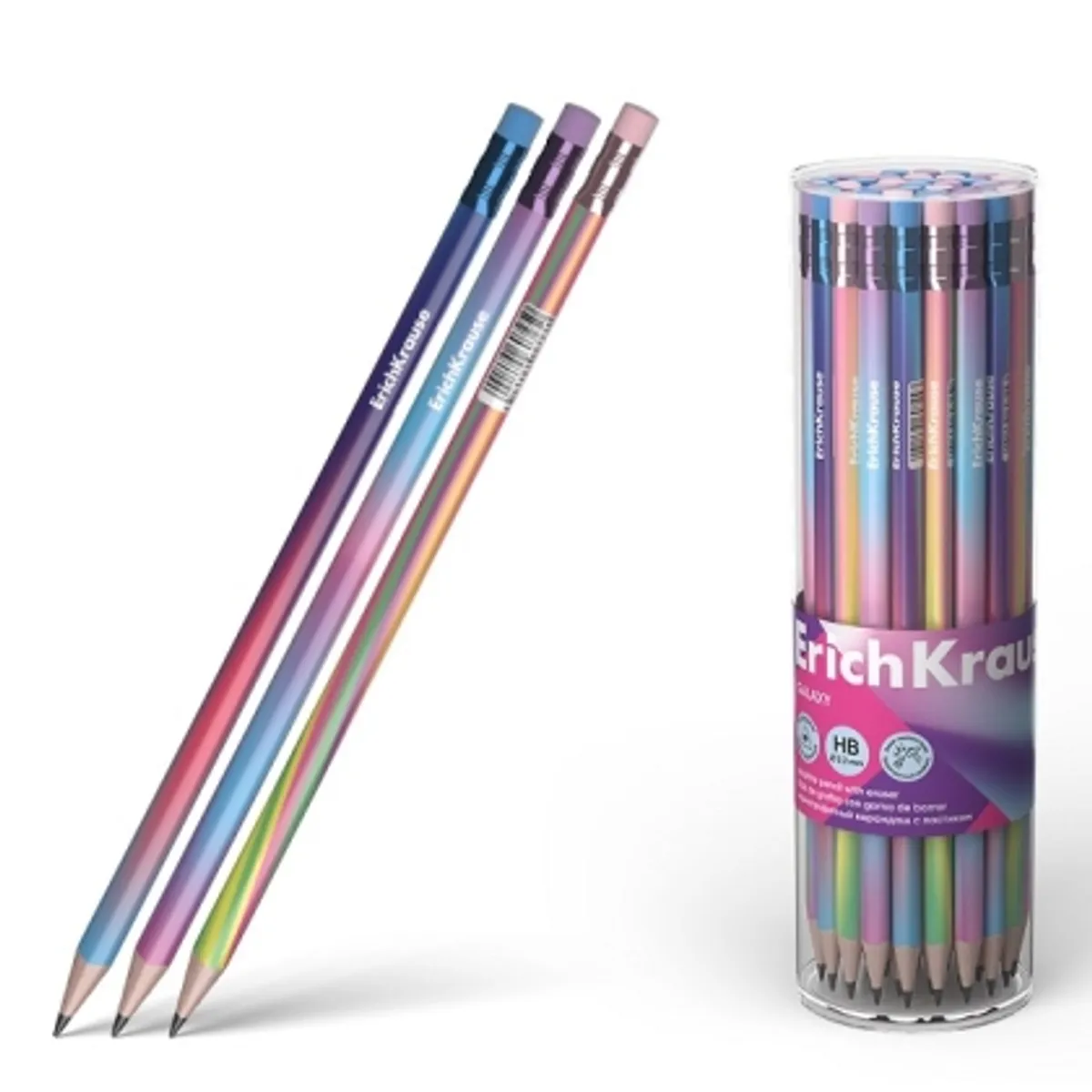 Графитен молив ErichKrause® Galaxy, триъгълен, с гумичка, HB