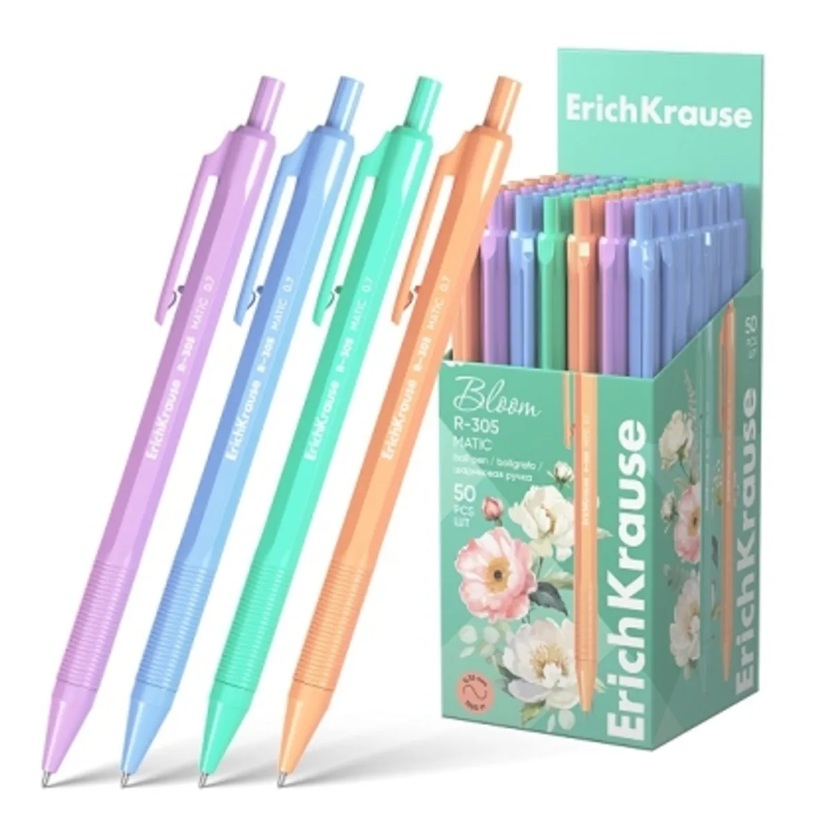 Автоматична химикалка ErichKrause® R-305 Pastel Bloom 0.7 mm