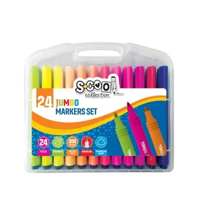 Корица на „Джъмбо маркери SCOOL® 24 цвята в PVC кутия“