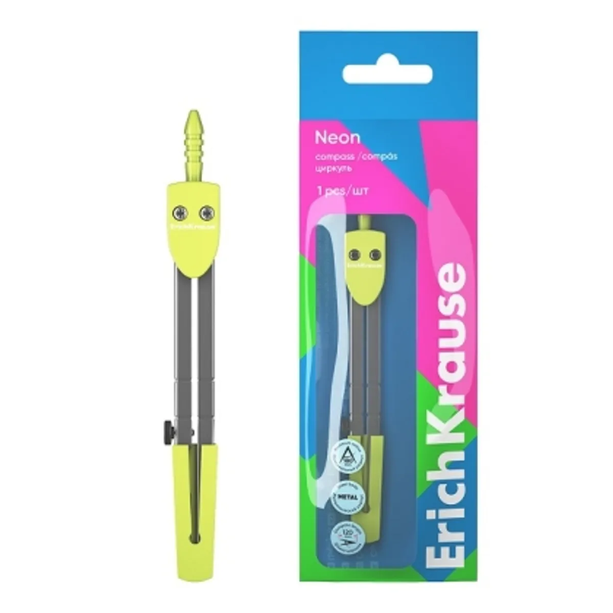 Метален пергел ErichKrause® Neon,12 см, блистер, снимка 1