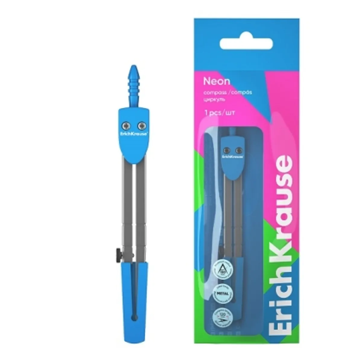 Метален пергел ErichKrause® Neon,12 см, блистер, снимка 2