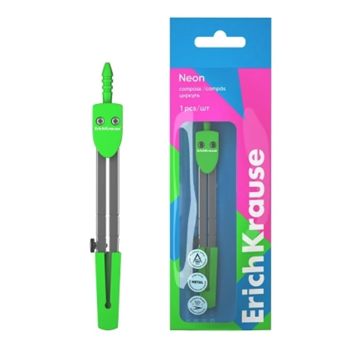 Метален пергел ErichKrause® Neon,12 см, блистер, снимка 3
