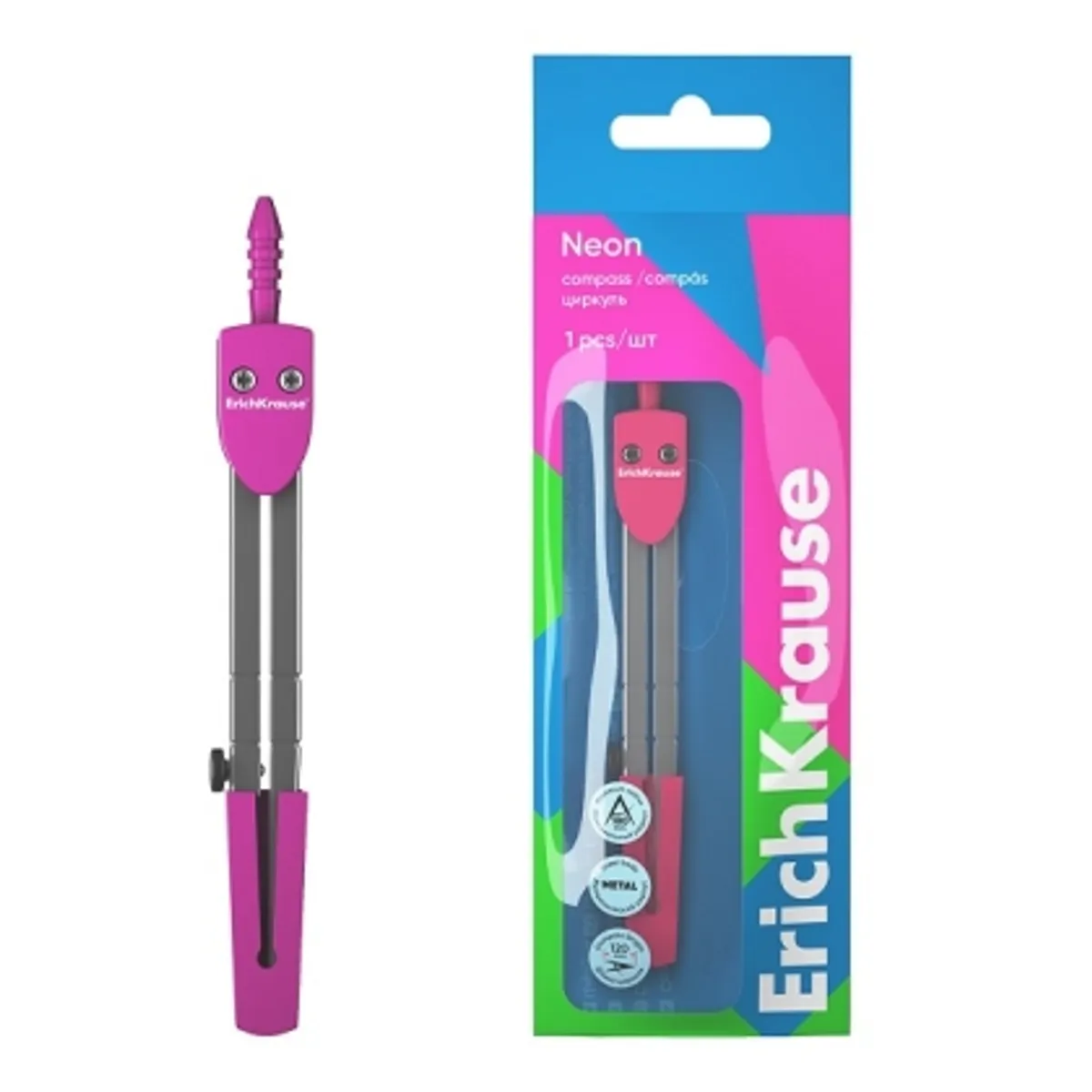 Метален пергел ErichKrause® Neon,12 см, блистер, снимка 4