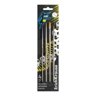 Корица на „Четки ErichKrause® Sport DNA, 4 бр. (1 плоска + 3 обли), блистер“