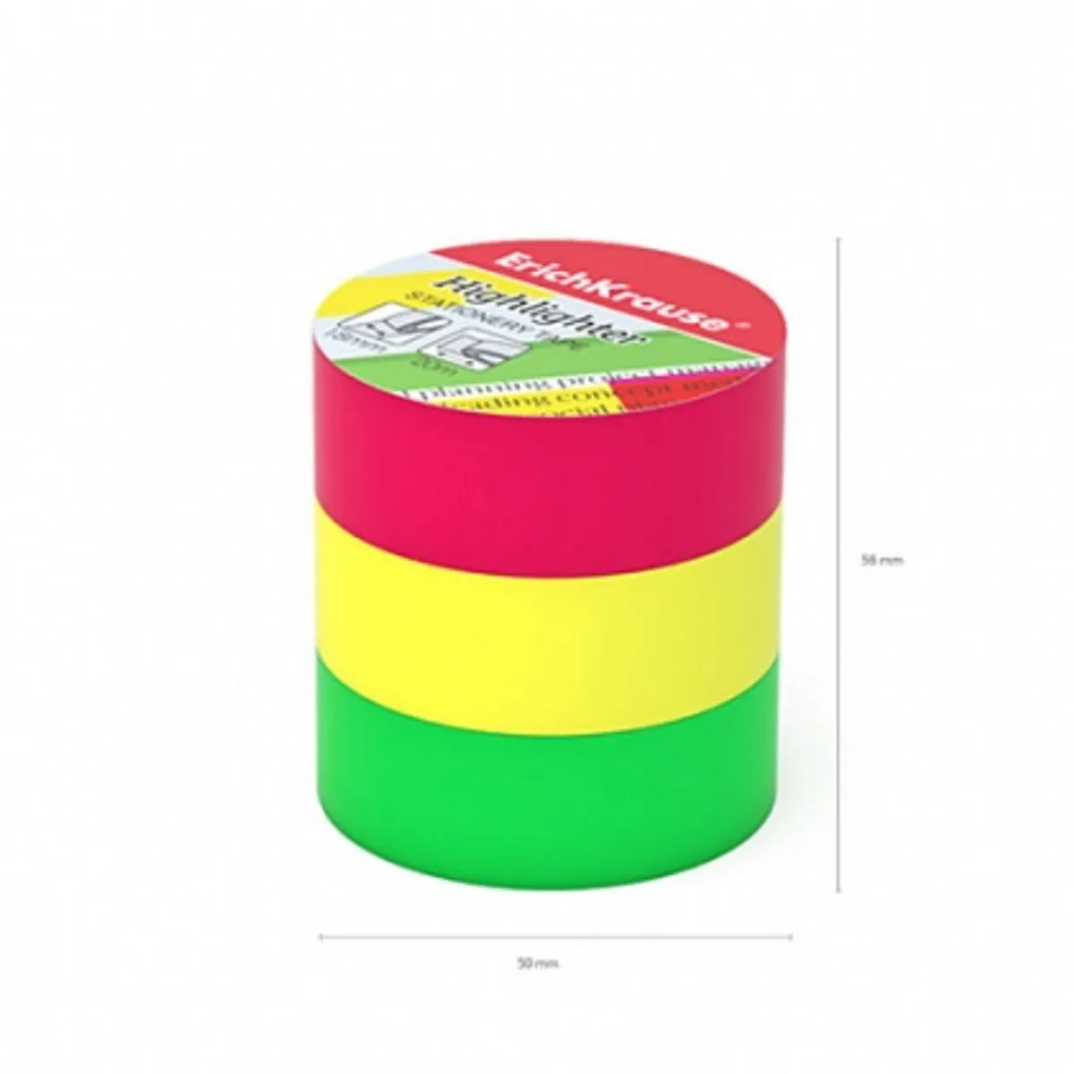 Тиксо ErichKrause® Highlighter,18 mm x 20 m, (3 бр. в комплект) — снимка 3