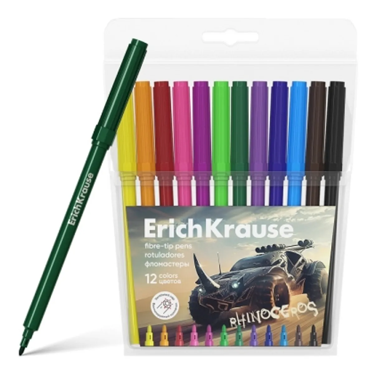 Флумастери ErichKrause® Road Beast, Washable, 12 цвята