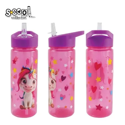 Корица на „Бутилка за вода SCOOL® UNICORN, 600 ml, сламка"