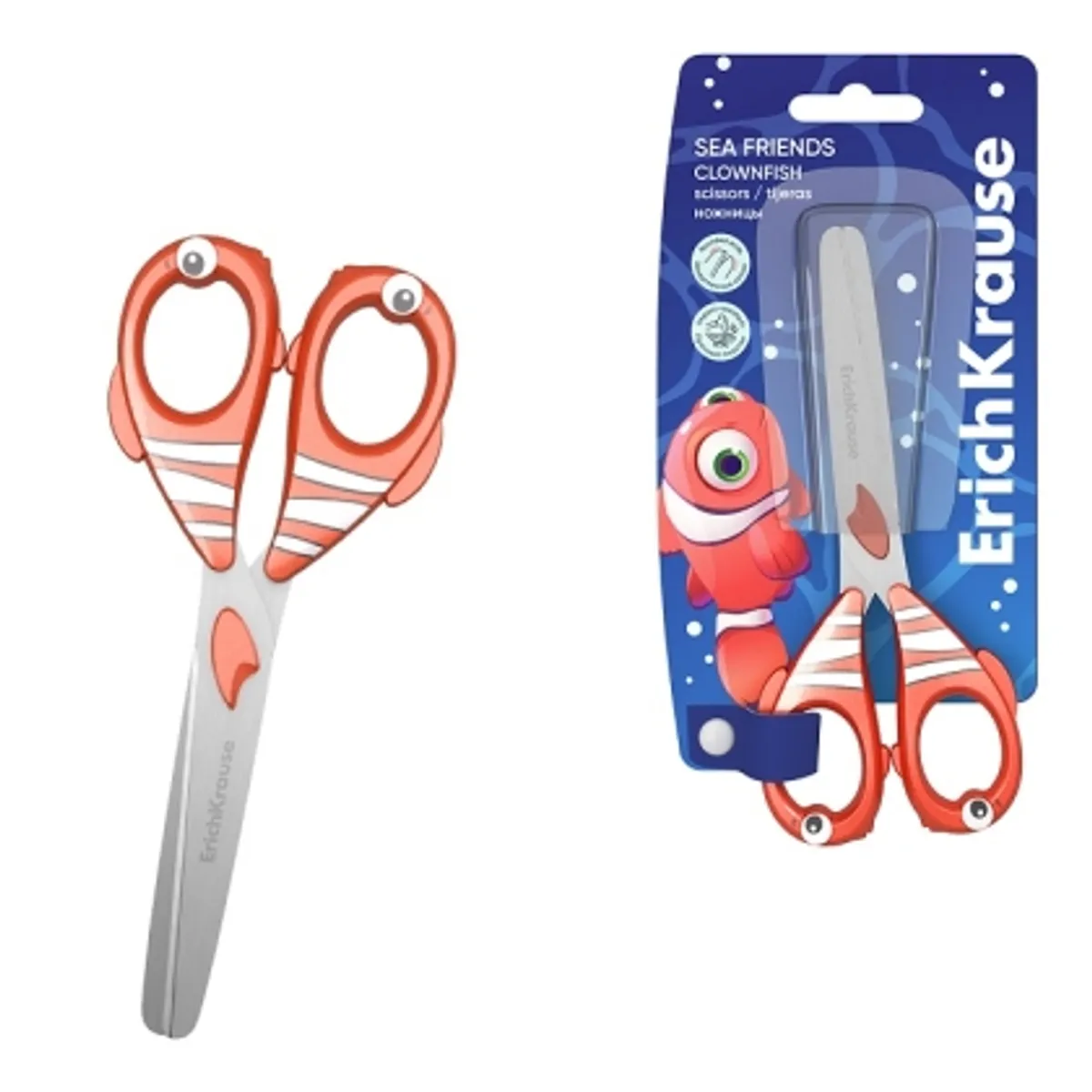 Ножици ErichKrause® Sea Friends Clownfish, 13.5 см (блистер 1 бр.)