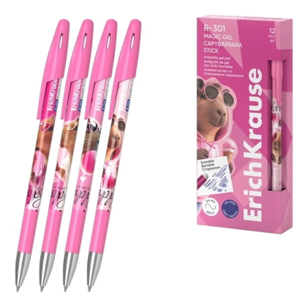 Изтриваема гел химикалка ErichKrause R-301 Magic Gel Stick CapyBarbara 0.5мм