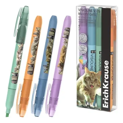 Корица на „Комплект текст маркери ErichKrause® Visioline V-15 Big City Cats"
