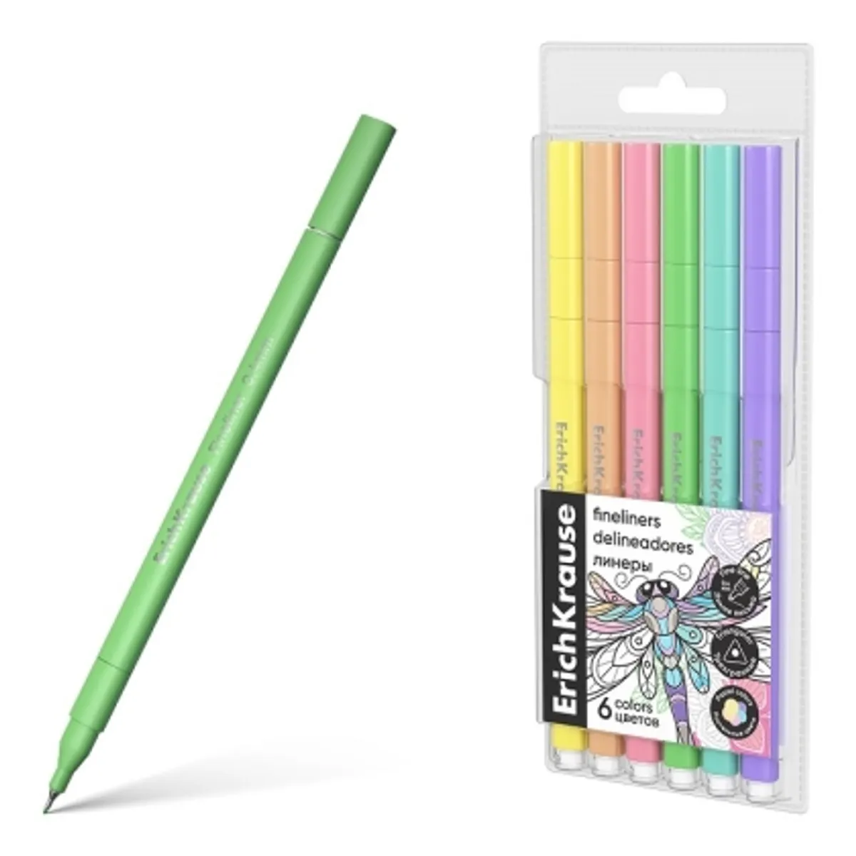 Тънкописци ErichKrause® Art Pastel, 0.4 mm, 6 цвята