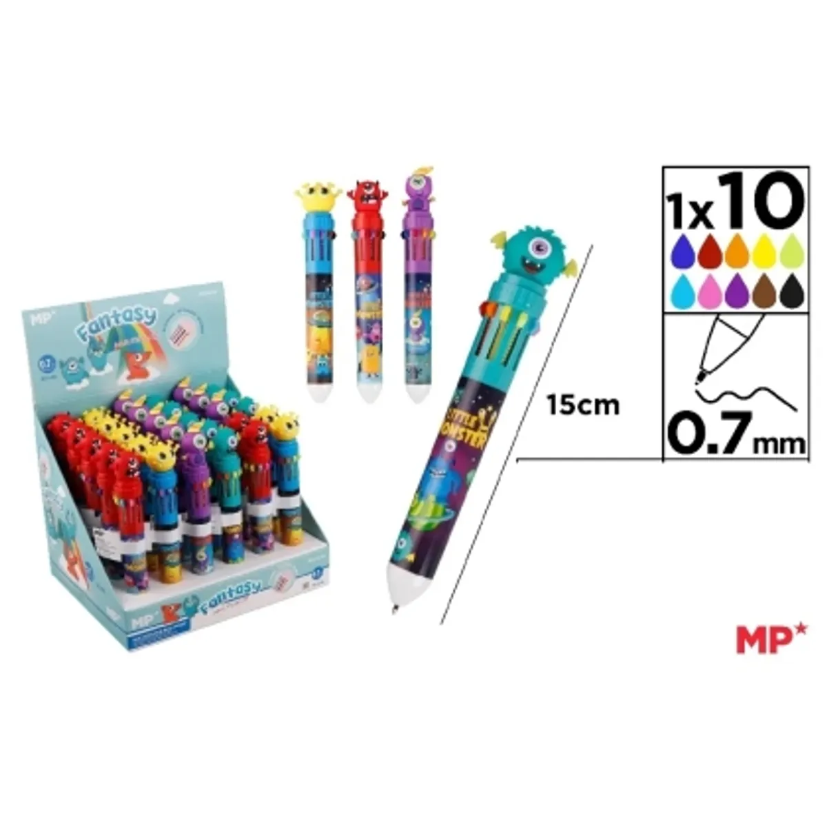 Автоматична химикалка MP FANTASY LITTLE MONSTER, 10 цвята, 0.7 mm - PE253-32