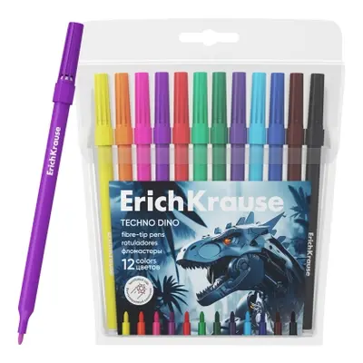 Корица на „Флумастери ErichKrause® Techno Dino, 12 цвята"
