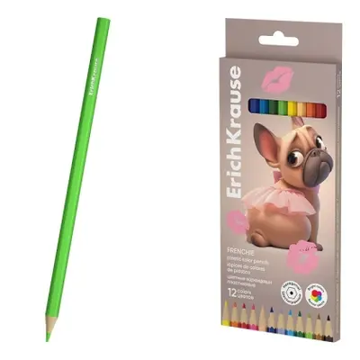 Корица на „Пластмасови шестоъгълни цветни моливи ErichKrause® Frenchie 12 цвята"