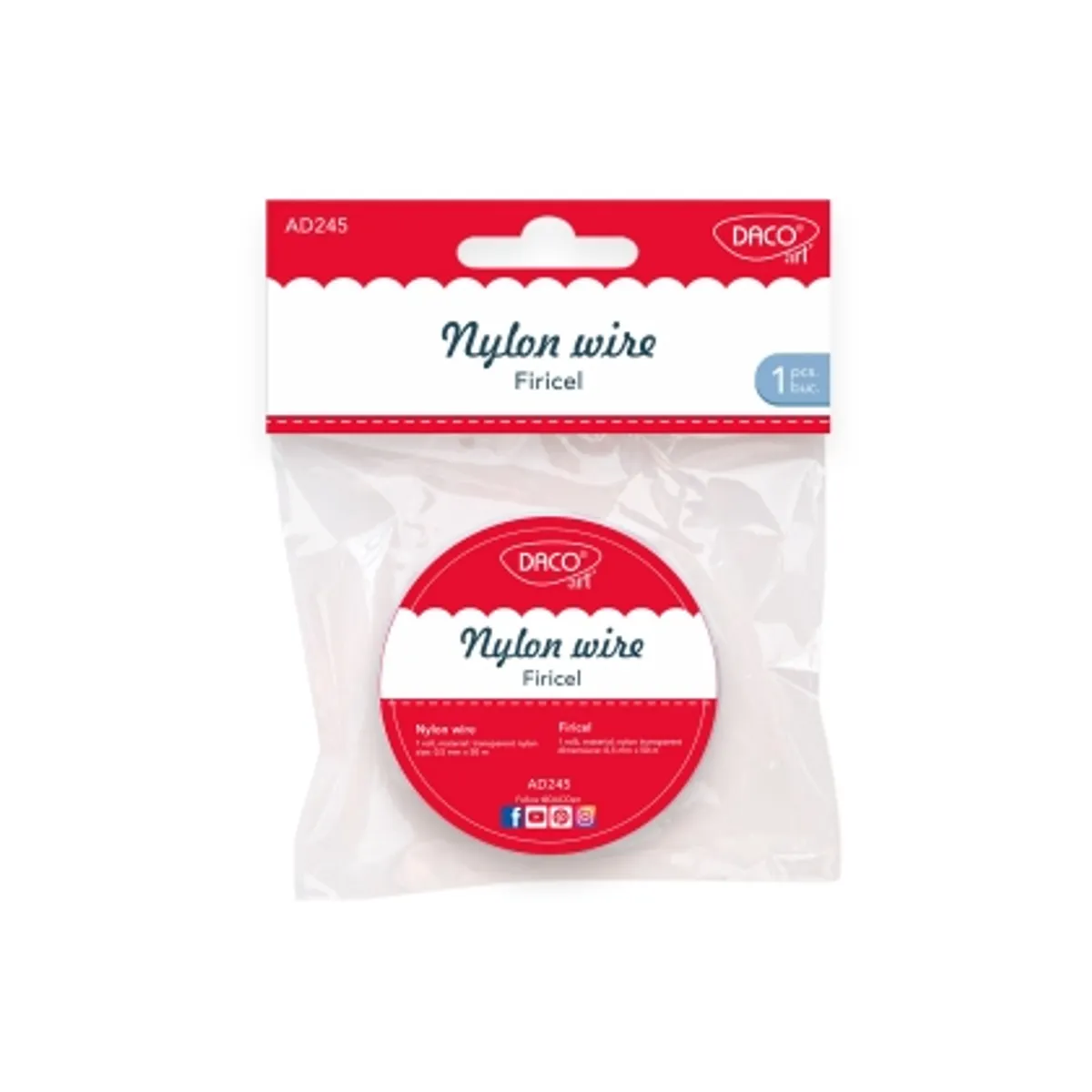Прозрачна найлонова корда Daco 0,5 мм х 50 м, снимка 1
