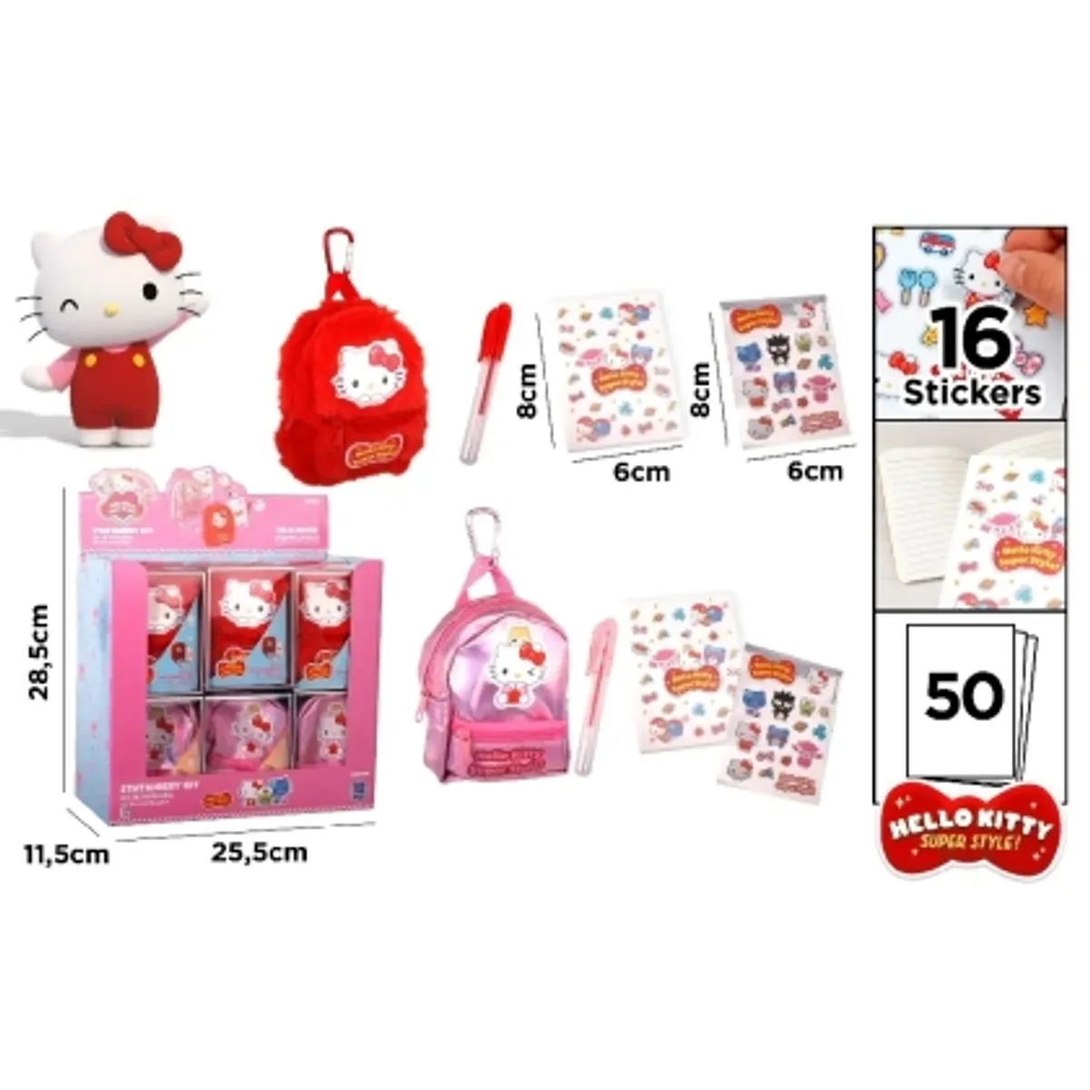 Портмоне с карабинер, тефтер, химикалка и стикери HELLO KITTY — снимка 3