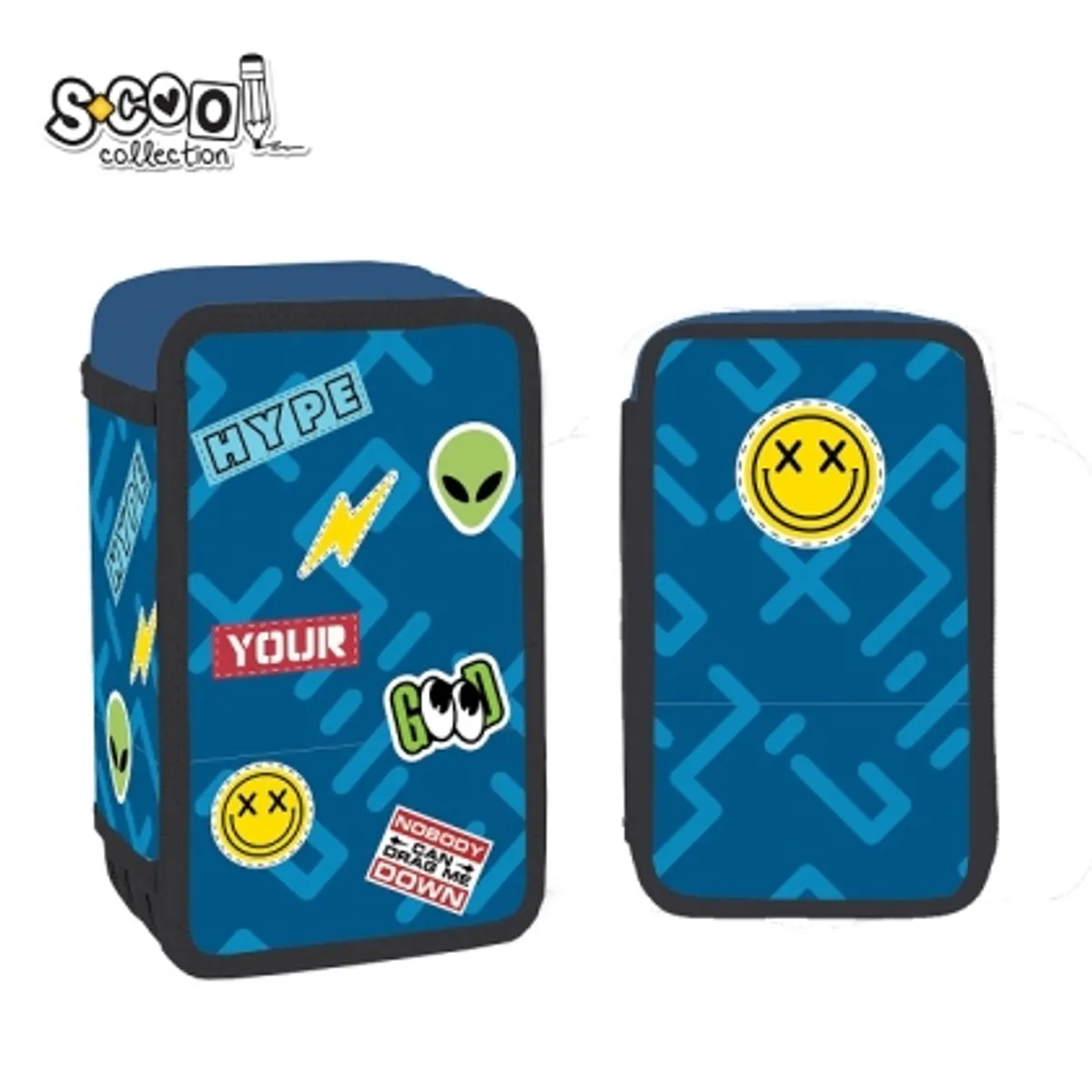 Несесер с 3 ципа SCOOL® EMOTICON, 39 части — снимка 1