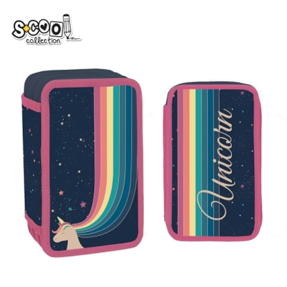 Несесер с 3 ципа SCOOL® UNICORN, празен — снимка 1